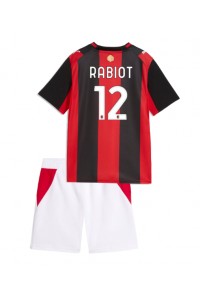 AC Milan Adrien Rabiot #12 Jalkapallovaatteet Lasten Kotipeliasu 2026-27 Lyhythihainen (+ Lyhyet housut)